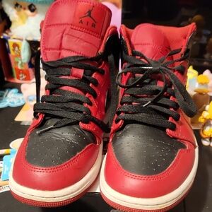 Nike Kids Red and Black High-Top Sneakers
